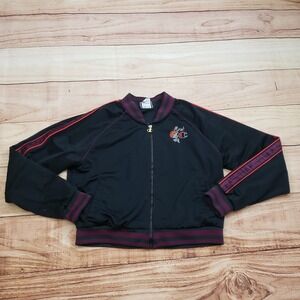 Champion Jacket Womens Large Black Purple Track Athletic Workout AOP Logo Ladies